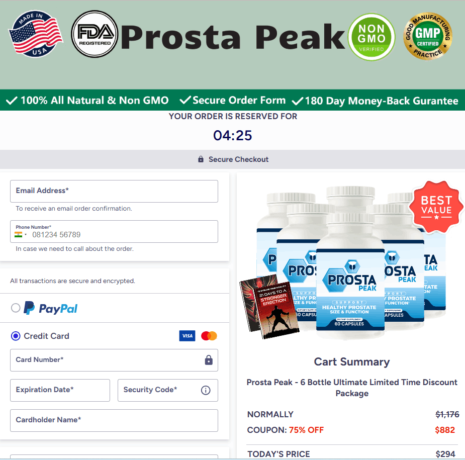 prostapeak checkout page